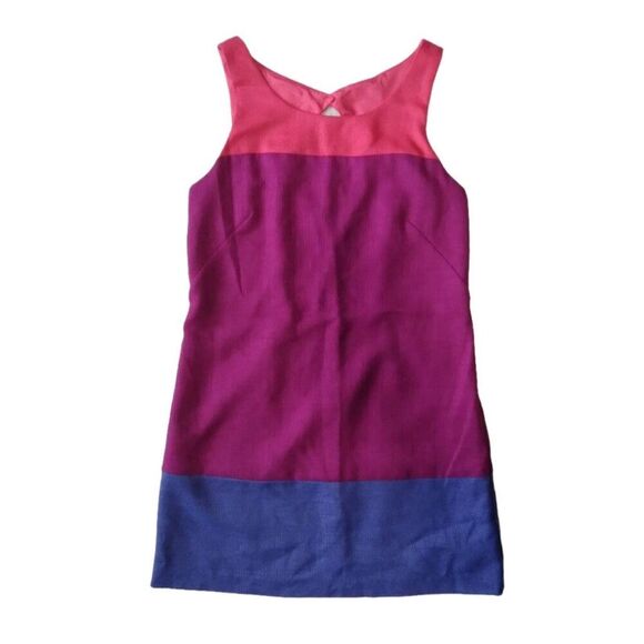 Oleg Cassini Pink & Purple Colorblock Sleeveless Mini Shift Dress Women's Size 8 - Picture 1 of 12